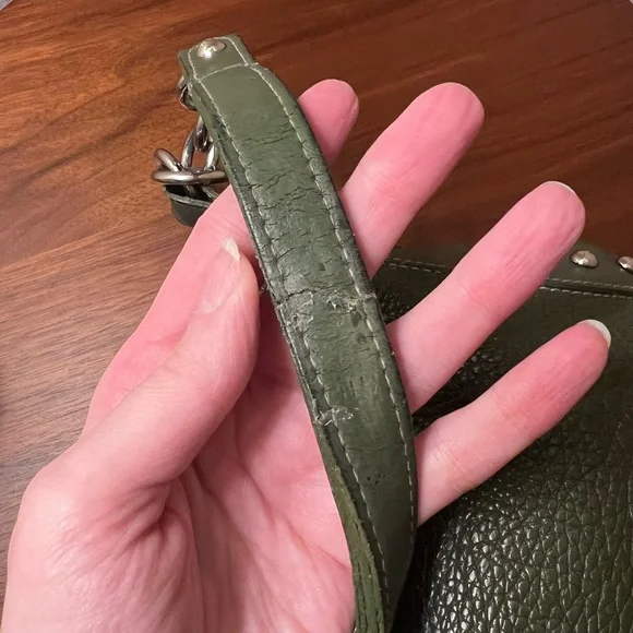 Furla Green Leather Studded Shoulder Bag - Picture 16 of 16